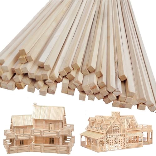 50 Stück Holzstäbe zum Basteln - Holzstäbe 30 cm x 5 mm x 5 mm, Unbehandelte Naturholz Hochwertige für Handwerk und Heimwerker von Karkar