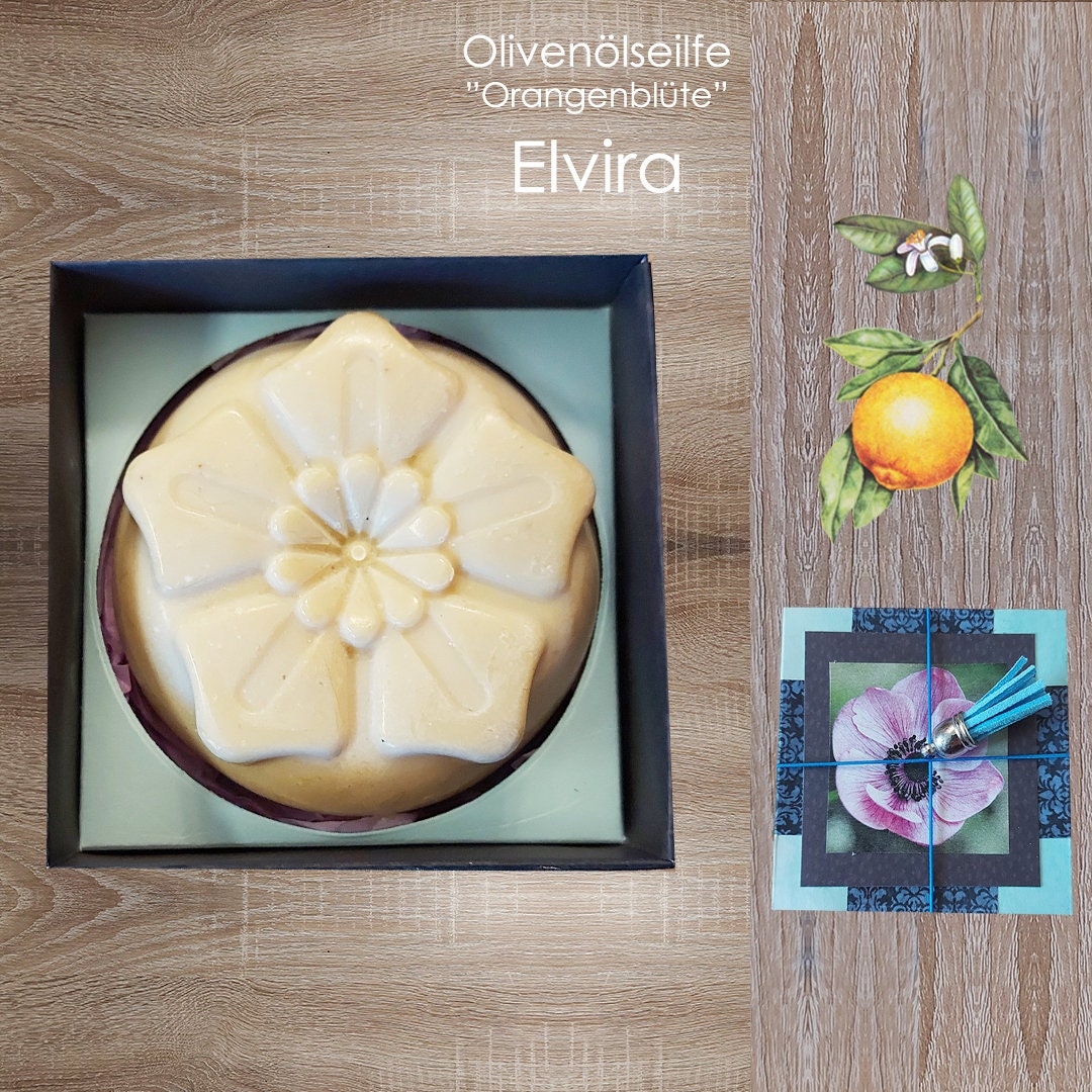 Olivenölseife | Geschenkbox + "Orangenblüte" - Elvira Natürliche, Kaltgerührte, Rustikale Motivseife Kleines Geschenk Olivenölseife | Geschenkbox + "Orangenblüte" - Elvira Natürliche, Kaltgerührte, Rustikale Motivseife Kleines Geschenk von KarlbergKreativ