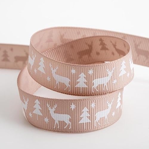 16 mm natürliches Ripsband mit Hirsch-Motiv, 5 m lang von Karma Krafts