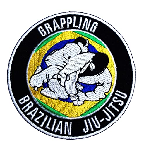 Bestickter Aufnäher zum Aufnähen oder Aufbügeln, Motiv: Brasilianischer Jiu Jitsu, Grappling, 8,9 cm von Karma Patch