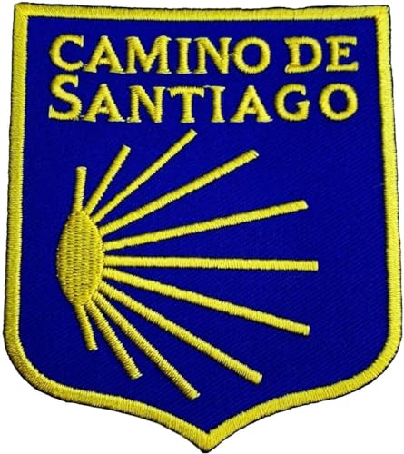 Camino de Santiago Patch (7,6 cm) bestickt zum Aufbügeln/Aufnähen, Motiv Way of St James Arrrow Jakobsmuschel Muschel Pilgrim Walk Souvenir von Karma Patch