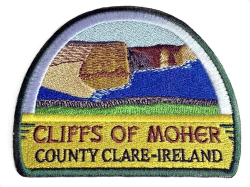 Cliffs of Moher County Clare Irland Patch (90 mm) bestickt zum Aufbügeln/Aufnähen, Europa Trek Souvenir Eire Applique von Karma Patch