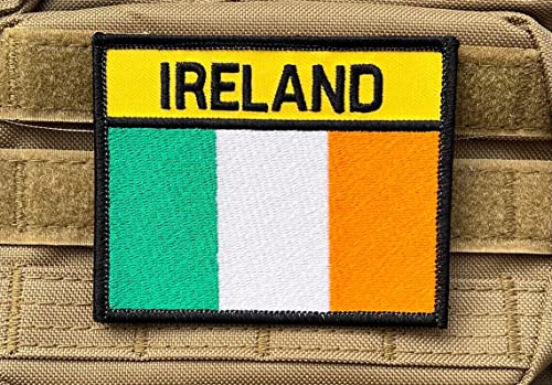 Irische Flagge Aufnäher 9,5 cm Haken- und Schlaufen-Stickerei Abzeichen Airsoft Paintball Martial Arts Irish Army Tactical Morale Applikation von Karma Patch