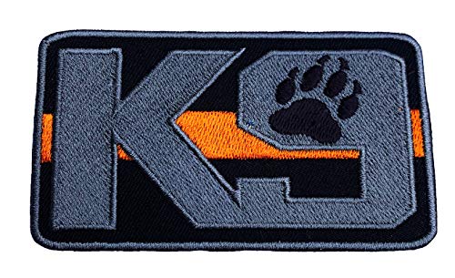 K-9 Thin Orange Line Search and Rescue Patch (3,5 Zoll) bestickte Haken + Schlaufe K9 Badge Hundedienst Hund Applikation von Karma Patch