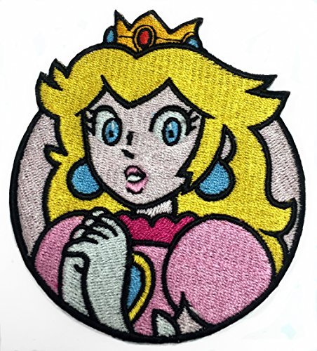 Karma Aufnäher Prinzessin Pfirsich (7,6 cm) Super Mario Brothers bestickt zum Aufbügeln/Aufnähen Abzeichen DIY Mario Bros Applikation von von Karma Patch
