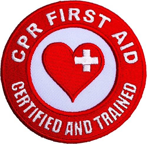 Karma Patch CPR Erste-Hilfe-zertifizierter und trainierter Aufnäher (80 mm), bestickt, zum Aufbügeln oder Aufnähen, Rund, Herz, Appliqué, 1 Stück von Karma Patch