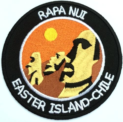 Moai Rapa Nui Osterinsel Patch (9 cm) bestickt zum Aufnähen oder Aufbügeln, Chile Trek Applique Emblem Souvenir von Karma Patch
