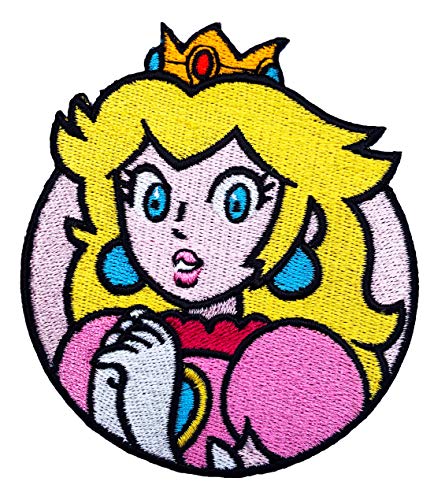 Motivpatch „Prinzessin Peach“ von Karma Patch, 7,6 cm, Super Mario Brothers, gestickt, zum Aufnähen und Aufbügeln, Kostümaufnäher von Karma Patch
