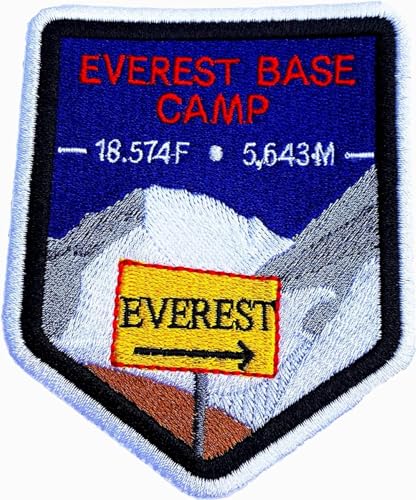 Mount Everest Base Camp Aufnäher (90 mm) komplett bestickt zum Aufbügeln/Aufnähen, Himalaya Mountain Trek Souvenir von Karma Patch