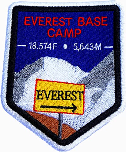 Mount Everest Base Camp Patch (8,9 cm) komplett bestickt zum Aufnähen oder Aufbügeln, Himalaya Mountain Trek Souvenir von Karma Patch