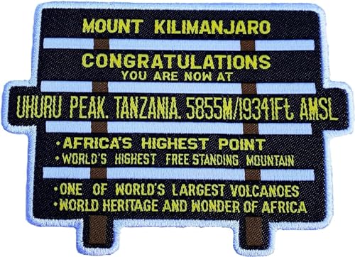 Mount Kilimanjaro Aufnäher (3,5 Zoll) bestickt zum Aufbügeln / Aufnähen auf Abzeichen Uhuru Peak Sign Tansania Afrika Trek Souvenir Applikation von Karma Patch