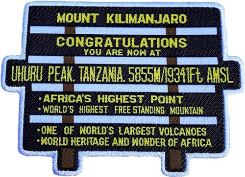 Aufnäher Mount Kilimanjaro, 90 mm, bestickt, zum Aufnähen oder Aufbügeln, Uhuru Peak Sign Tansania Afrika Trek Souvenir Applikation von Karma Patch