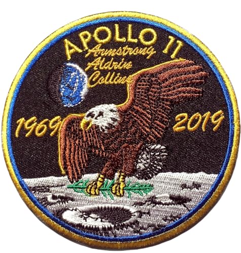 Nasa Apollo 11 50th Anniversary Aufnäher (90 mm) Iron/Sew on Patch (1969-2019) Commemorative Badge Space Moon Landing Emblem von Karma Patch