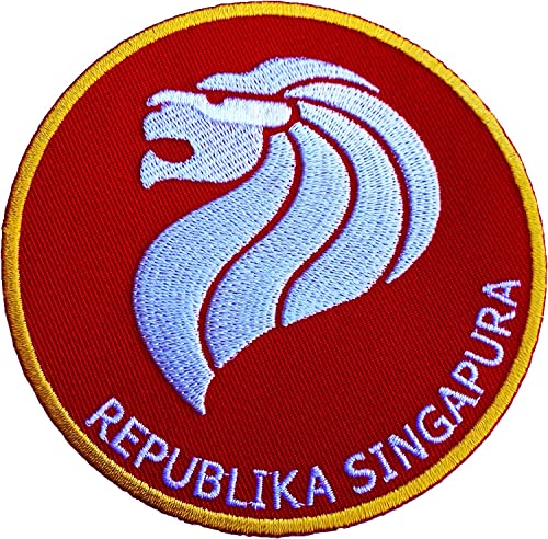 Singapur Patch (8,9 cm) rot Republika für zu Löwe bestickt Eisen/Nähen auf Badge DIY Asien Trek Souvenir Aufnäher von Karma Patch von Karma Patch