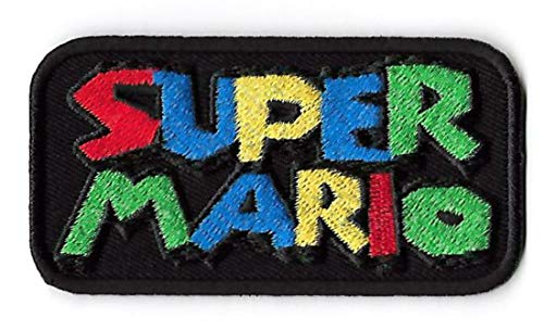 Super Mario Logo Patch (7,6 cm) Super Mario Brothers bestickt zum Aufnähen oder Aufbügeln, Kostüm/Cosplay-Applikation, Retro-Gamer-Souvenir/Hut/Kappe von Karma Patch