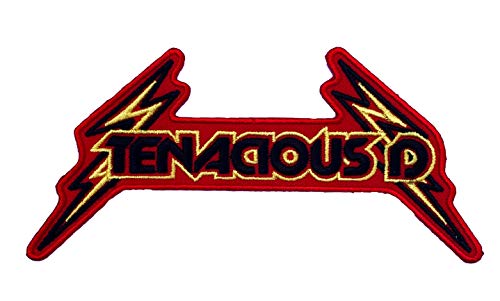 Tenacious D Aufnäher (120 mm) rot bestickt zum Aufbügeln Rockband Logo Jack Black Lightning Bolt Emblem Applikation von Karma Patch
