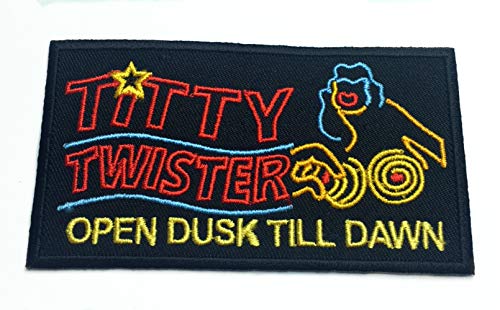 Titty Twister Schild Patch (100 mm) bestickt zum Aufbügeln/Aufnähen von der Abenddämmerung bis zum Morgengrauen von Fiico