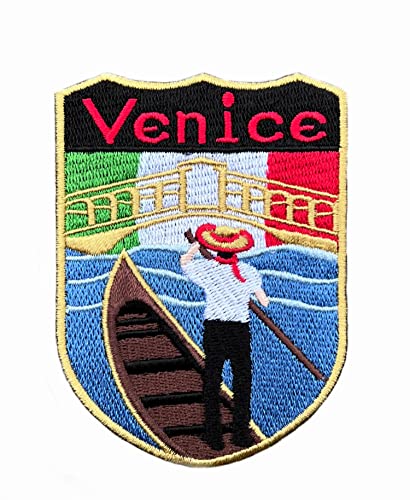 Aufnäher Venedig Italien (8,9 cm), komplett bestickt, zum Aufbügeln/Aufnähen, Trek, Europa, Reise-Souvenir von Karma Patch