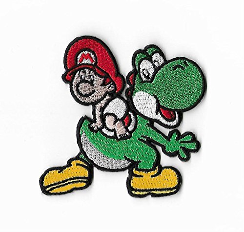 Yoshi 's Island Patch (8,9 cm) Super Mario Brothers bestickt Eisen/Nähen auf Badge DIY Aufnäher Souvenir Baby Mario/Yoshi Dinosaurier Retro von Karma Patch