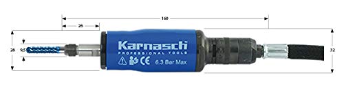 KARNASCH 114705 Profi Druckluftschleifer Gerade, Typ KA 1000, 100.000 Min-1 Geschwindigkeit, 40 Watt, 3 mm Halteklaue von Karnasch