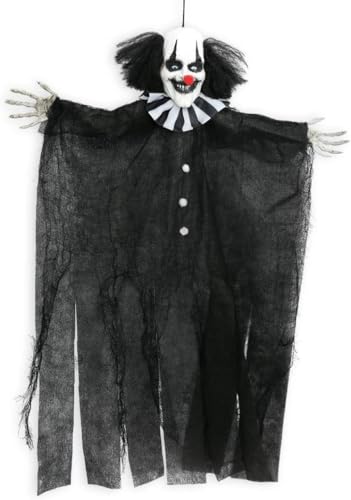 KarnevalsTeufel.de Horror-Clown Hängedeko Halloween Dekoration gruselig Monster Deko zum Aufhängen (Schwarz) von KarnevalsTeufel.de