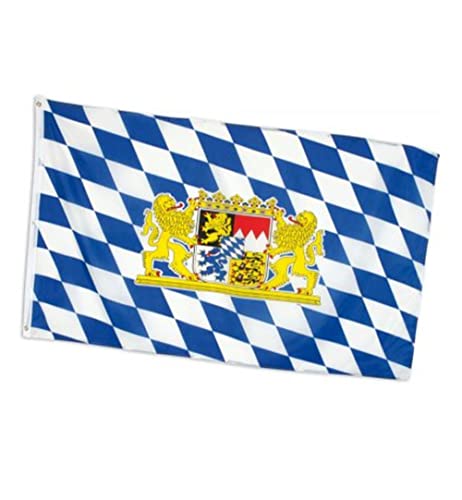 KarnevalsTeufel.de Bayern Fahne Blau-​Weiß mit Bayern-​Wappen Deko für Volksfest Party groß oder klein (60 x 90 cm) von KarnevalsTeufel.de