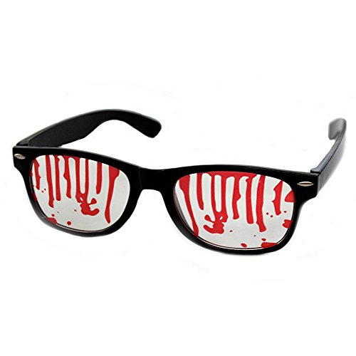 KarnevalsTeufel Blutige Brille, schwarz mit Blutspritzern, Halloween, Accessoire von KarnevalsTeufel.de