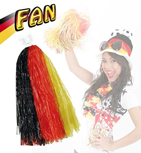 KarnevalsTeufel Cheerleader Pompon Fan, 1 Stück Deutschland, Fußball, WM, EM, schwarz-rot-Gold von KarnevalsTeufel.de