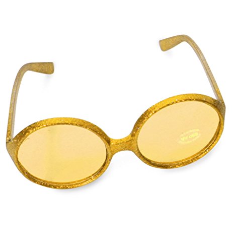 Sixties-Brille für Erwachsene in 6 Glitzerbrille Partybrille (Gold) von KarnevalsTeufel.de