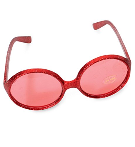 KarnevalsTeufel Sixties-Brille für Erwachsene in 6 Glitzerbrille Partybrille (rot) von KarnevalsTeufel.de