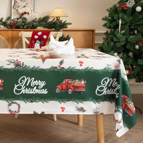 Karseteli Quadratische Weihnachtstischdecke, 152,4 x 152,4 cm, wasserdicht, Weihnachtsdekoration, Tischdecke für Party, Picknick, Abendessen Karseteli Quadratische Weihnachtstischdecke, 152,4 x 152,4 cm, wasserdicht, Weihnachtsdekoration, Tischdecke für Party, Picknick, Abendessen von Karseteli