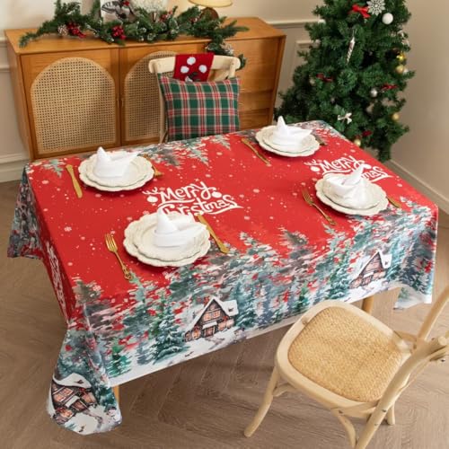 Karseteli Rechteckige Weihnachtstischdecke, Winter-Tischdecke mit Schneeflocken-Baum, waschbar, Mikrofaser, Tischdecke für Party, Picknick, Abendessen, Dekoration, 152,4 x 213,3 cm Karseteli Rechteckige Weihnachtstischdecke, Winter-Tischdecke mit Schneeflocken-Baum, waschbar, Mikrofaser, Tischdecke für Party, Picknick, Abendessen, Dekoration, 152,4 x 213,3 cm von Karseteli