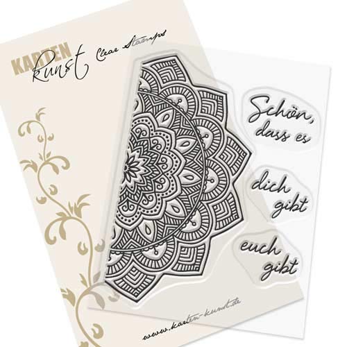Karten-Kunst Clear Stamps KK-0158 Stempel Mandala Schön dass es Dich gibt Silikonstempel von Kartenkunst