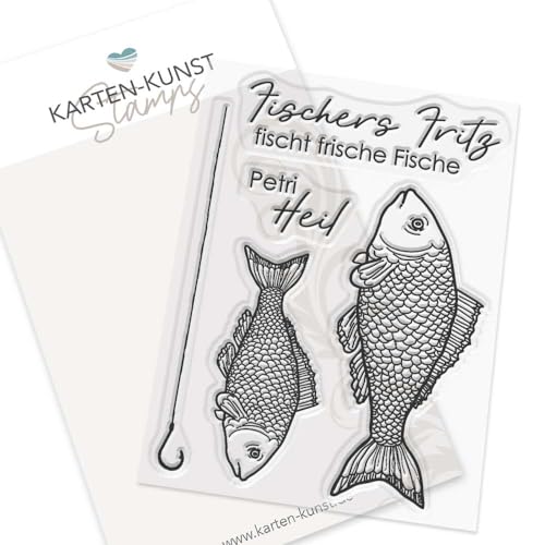 Karten-Kunst Clear Stamps KK-0265 Stempel Fische & Angel Fischers Fritz Silikonstempel von Kartenkunst