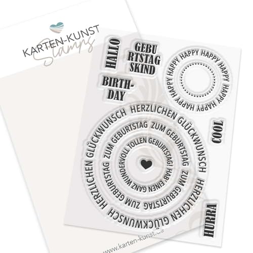 Karten-Kunst Clear Stamps KK-0264 Stempel Kreistexte zum Geburtstag Silikonstempel von Kartenkunst