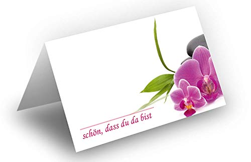 25 / Tischkarten/Orchideen Rosa/UV-Lack glänzend/für Weihnachten/Silvester/Hochzeit/Geburtstag/Jubiläum/als Tischdekoration/Format / 8,5 x 11,2 cm / 850 mm x 1120 mm von Karten24Plus