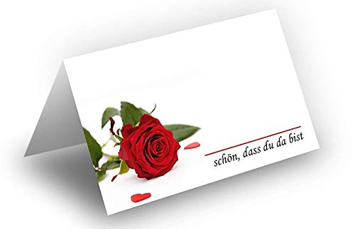 25 / Tischkarten/Rote Rosen mit Herzen/UV-Lack glänzend/für Weihnachten/Silvester/Hochzeit/Geburtstag/Jubiläum/als Tischdekoration/Format / 8,5 x 11,2 cm / 850 mm x 1120 mm von Karten24Plus