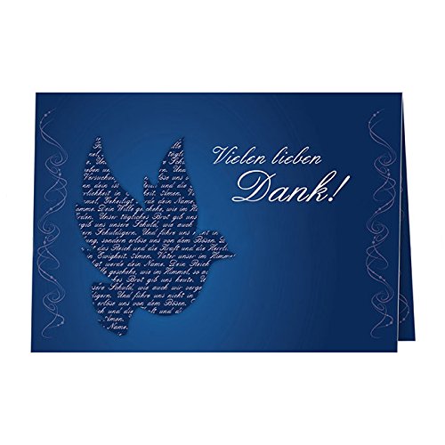 5 Danksagungskarten mit passenden Umschlägen, Danksagungskarten zur Kommunion Konfirmation Firmung, Klappkarten im Set zu 5 Stk.blaue Taube von KartenKuss.de
