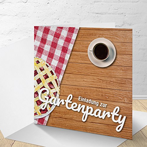 5 Einladungskarten mit passenden Umschlägen, Einladungskarten fürs Grillfest, Sommerfest, Gartenfest, Gartenparty, Klappkarten im Set zu 5 Stk. "Picknick" von KartenKuss.de