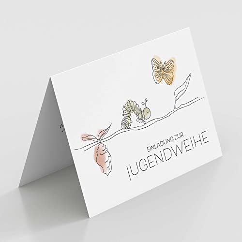 5 Karten zur Jugendweihe mit Umschlägen, Motiv "Papillon", Einladungskarten zur Jugendweihe, Klappkarten im Set zu 5 Stk. 5 Karten zur Jugendweihe mit Umschlägen, Motiv "Papillon", Einladungskarten zur Jugendweihe, Klappkarten im Set zu 5 Stk. von KartenKuss.de