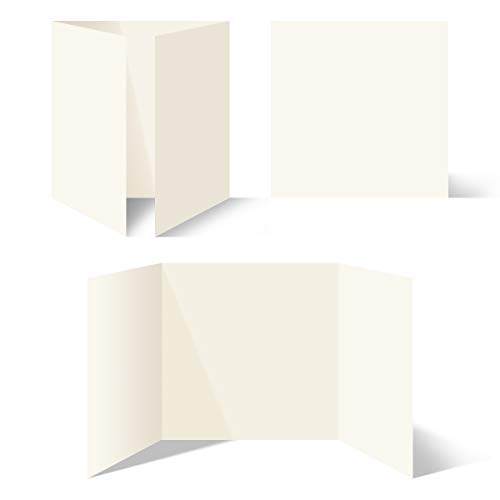 25 Blanko Klappkarten Altarfalz Quadrat 148x148mm Naturpapier Set Papier wählbar von Kartenecke.de