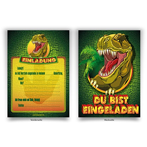 Einladungen (8 Stück) "Dinosaurier" zum Geburtstag Einladungskarten Karten von Kartenecke.de