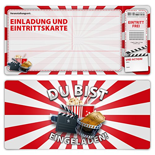 Einladungskarten Erwachsene Geburtstag 12 Stück Karten - Kino Ticket Einladung von Kartenecke.de