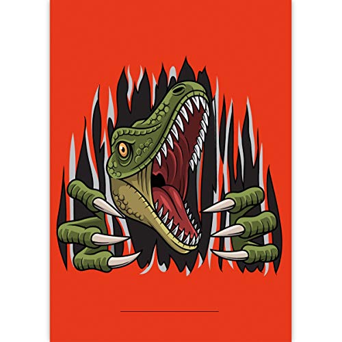1 Cooler Dinosaurier DIN A3 Malblock mit Raptor auf rot • Zeichenblock Skizzen-Block 25 Blatt weiß, kopfverleimt, holzfreies Qualitäts-Papier 100g/m² - für Schule, Basteln, Hobby von Kartenkaufrausch