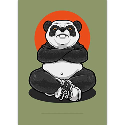 1 Cooler Panda DIN A3 Malblock im Gangster Stil auf grün • Zeichenblock Skizzen-Block 25 Blatt weiß, kopfverleimt, holzfreies Qualitäts-Papier 100g/m² - für Schule, Basteln, Hobby von Kartenkaufrausch