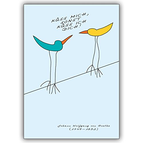 1 Liebeskarte: Liebes Spruchkarte: Küss mich, sonst küss ich Dich! Johann Wolfgang von Goethe • edle Klappkarte mit Umschlag zum gratulieren 1 Liebeskarte: Liebes Spruchkarte: Küss mich, sonst küss ich Dich! Johann Wolfgang von Goethe • edle Klappkarte mit Umschlag zum gratulieren von Kartenkaufrausch
