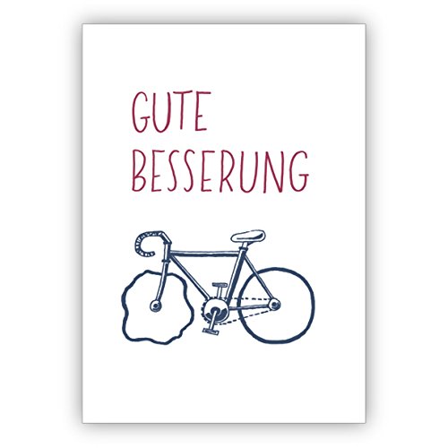 1 Lustige Genesungskarte mit kaputtem Rennrad: Gute Besserung • auch zum direkt Versenden mit ihrem Text als Einleger • edle Klappkarte mit Umschlag 1 Lustige Genesungskarte mit kaputtem Rennrad: Gute Besserung • auch zum direkt Versenden mit ihrem Text als Einleger • edle Klappkarte mit Umschlag von Kartenkaufrausch
