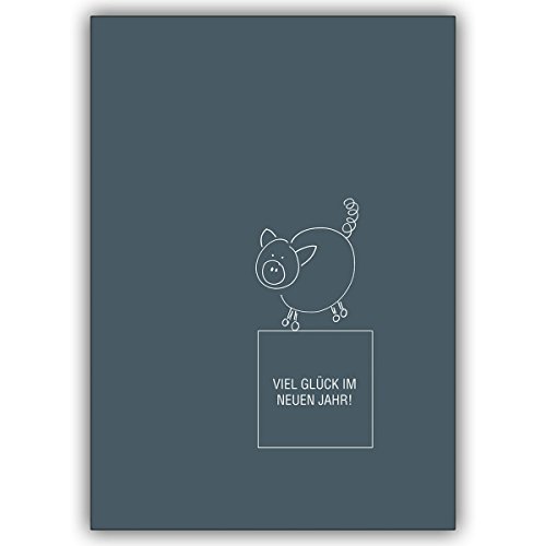 1 Silvesterkarte: Verschicken Sie mit einem Glücksschwein Ihre besten Wünsche zu Silvester • edle Klappkarte mit Umschlag innen blanko von Kartenkaufrausch