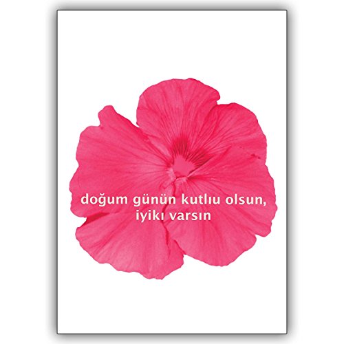 1 Türkische Grusskarte: Türkische Designer Blumen Karte: dogum günün kutliu olsun, iyiki varsin • edle Klappkarte mit Umschlag als lieber Gruss für Sie von Kartenkaufrausch