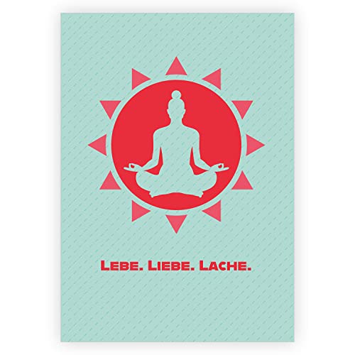 1 Yoga Karte mit Umschlag - Entspannungs Motivations-Klappkarte für Lieblingsmenschen und Freunde • Grusskarte für Yoga-Fans: Lebe. Liebe. Lache. von Kartenkaufrausch